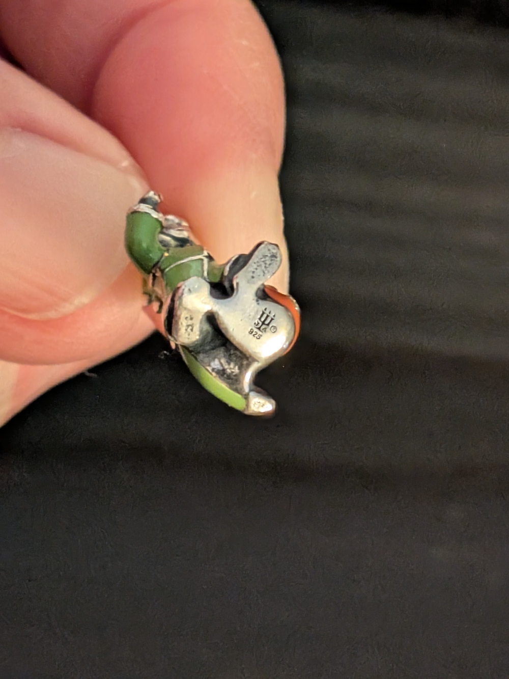 James Avery Green Enamel Dinosaur Costume Charm with Orange Pumpkin Candy Bucket - Picture 5 of 15